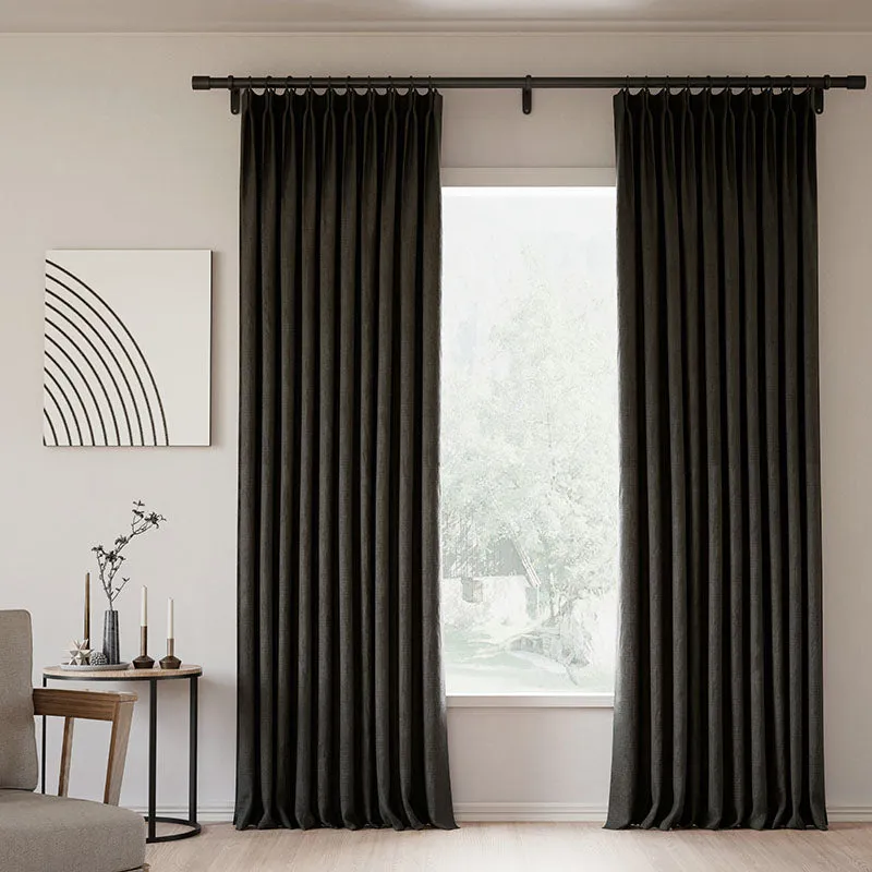 Lille Blackout Linen Curtains Natural Modern Custom Drapes Tapioca | Pleated