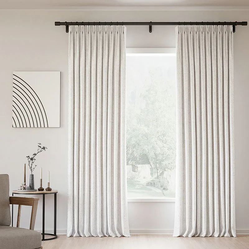 Lille Blackout Linen Curtains Natural Modern Custom Drapes Tapioca | Pleated