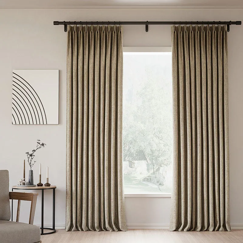Lille Blackout Linen Curtains Natural Modern Custom Drapes Tapioca | Pleated
