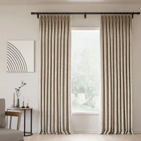 Lille Blackout Linen Curtains Natural Modern Custom Drapes Tapioca | Pleated