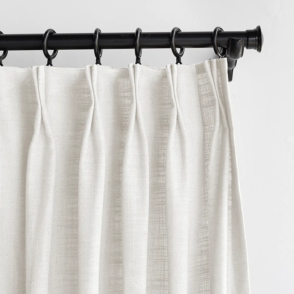 Lille Blackout Linen Curtains Natural Modern Custom Drapes Tapioca | Pleated