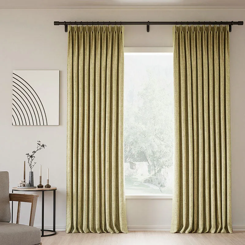 Lille Blackout Linen Curtains Natural Modern Custom Drapes Tapioca | Pleated