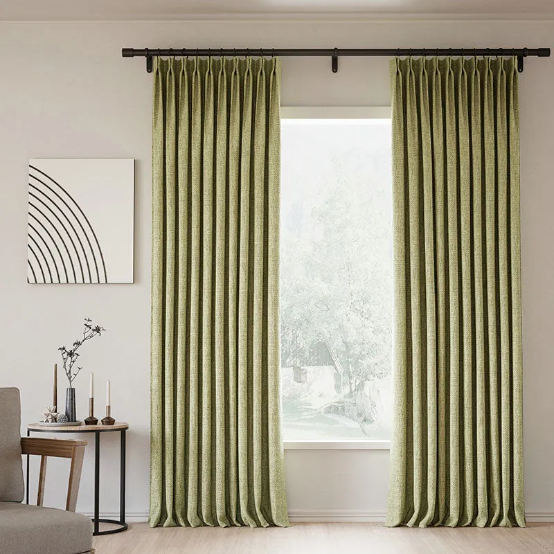 Lille Blackout Linen Curtains Natural Modern Custom Drapes Tapioca | Pleated
