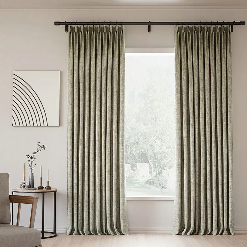 Lille Blackout Linen Curtains Natural Modern Custom Drapes Tapioca | Pleated