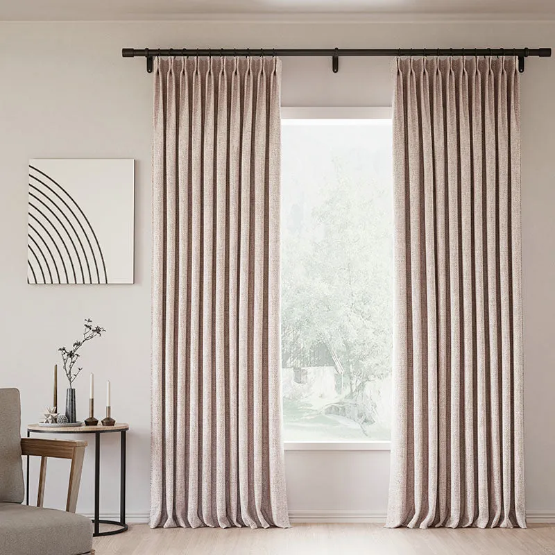 Lille Blackout Linen Curtains Natural Modern Custom Drapes Tapioca | Pleated