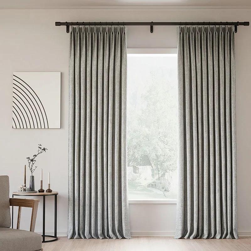 Lille Blackout Linen Curtains Natural Modern Custom Drapes Tapioca | Pleated