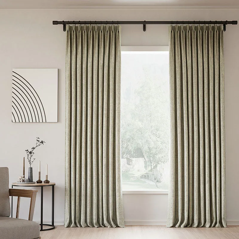 Lille Blackout Linen Curtains Natural Modern Custom Drapes Tapioca | Pleated