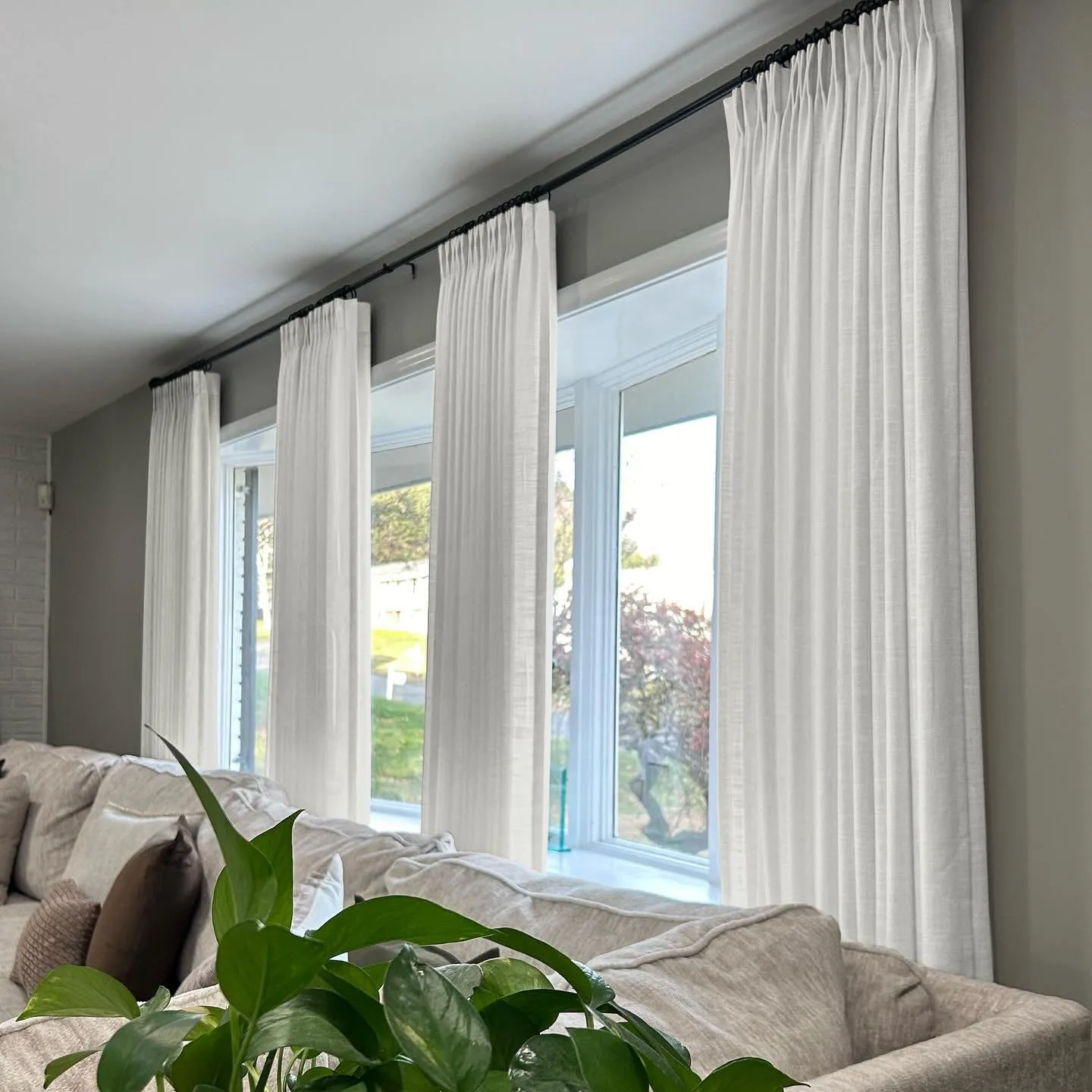Lille Blackout Linen Curtains Natural Modern Custom Drapes Tapioca | Pleated