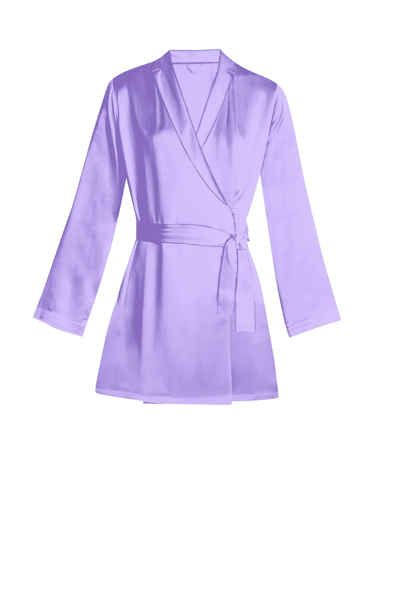 Made With Vegan Silk Mini Length Wrap Dress in Digital Lavender