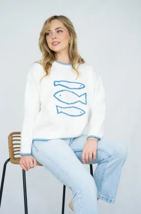 Marina Jumper |  White- Blue