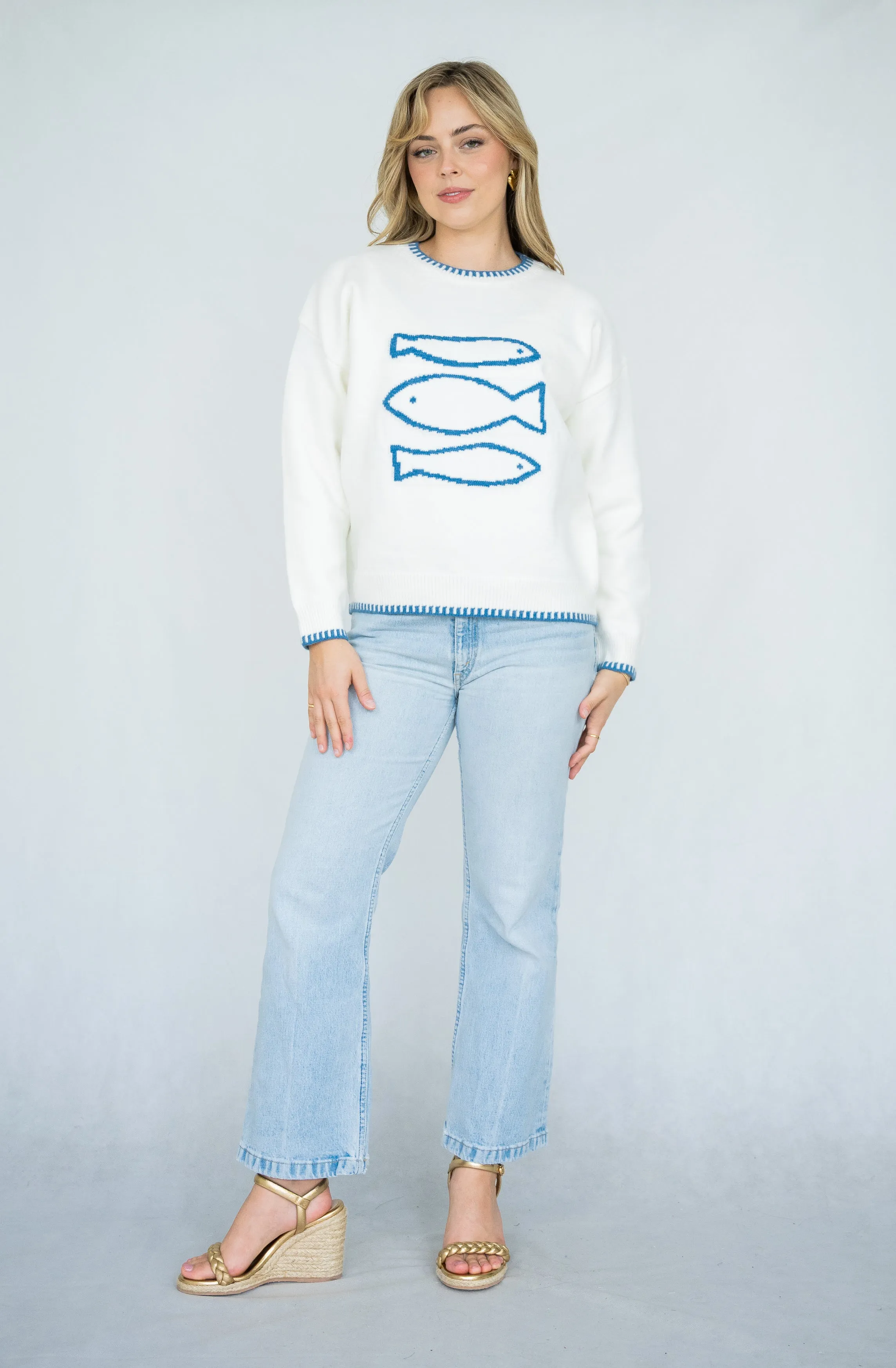 Marina Jumper |  White- Blue
