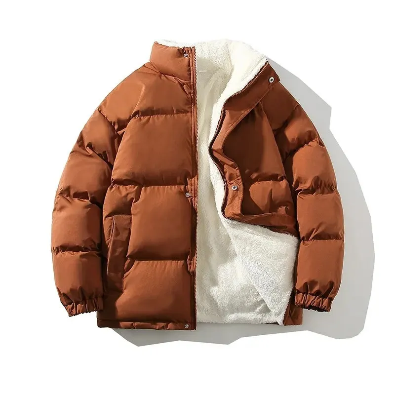 Men's Elegant Puffer Jacket with Fleece Lining and Zipper | Ideal for Autumn/Winter