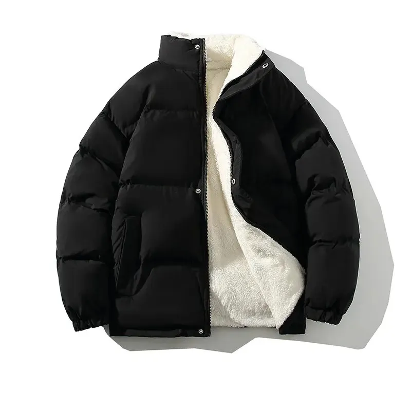 Men's Elegant Puffer Jacket with Fleece Lining and Zipper | Ideal for Autumn/Winter