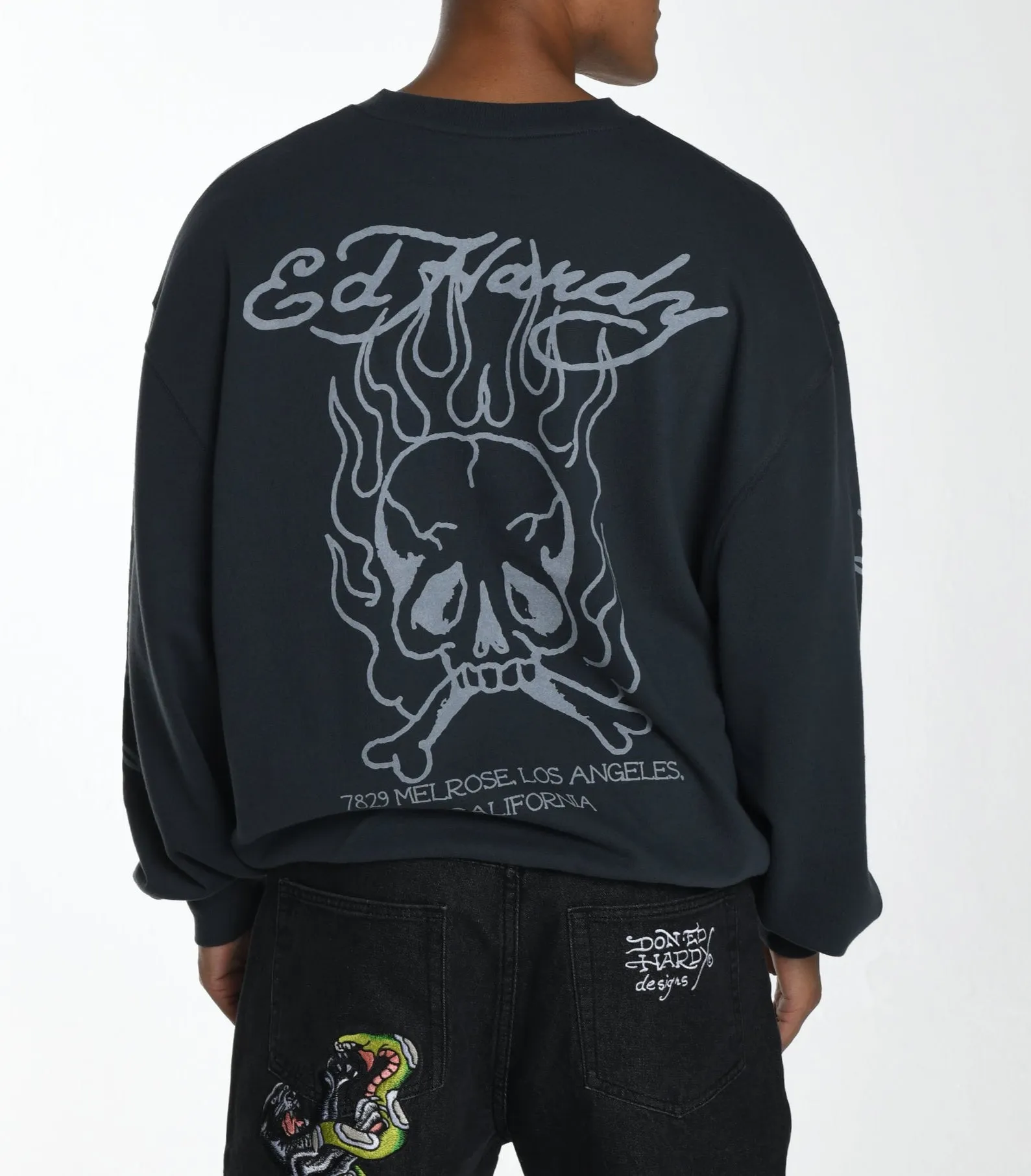 Mens Mono-Flash-Sheet Graphic Crew Neck Sweatshirt - Charcoal