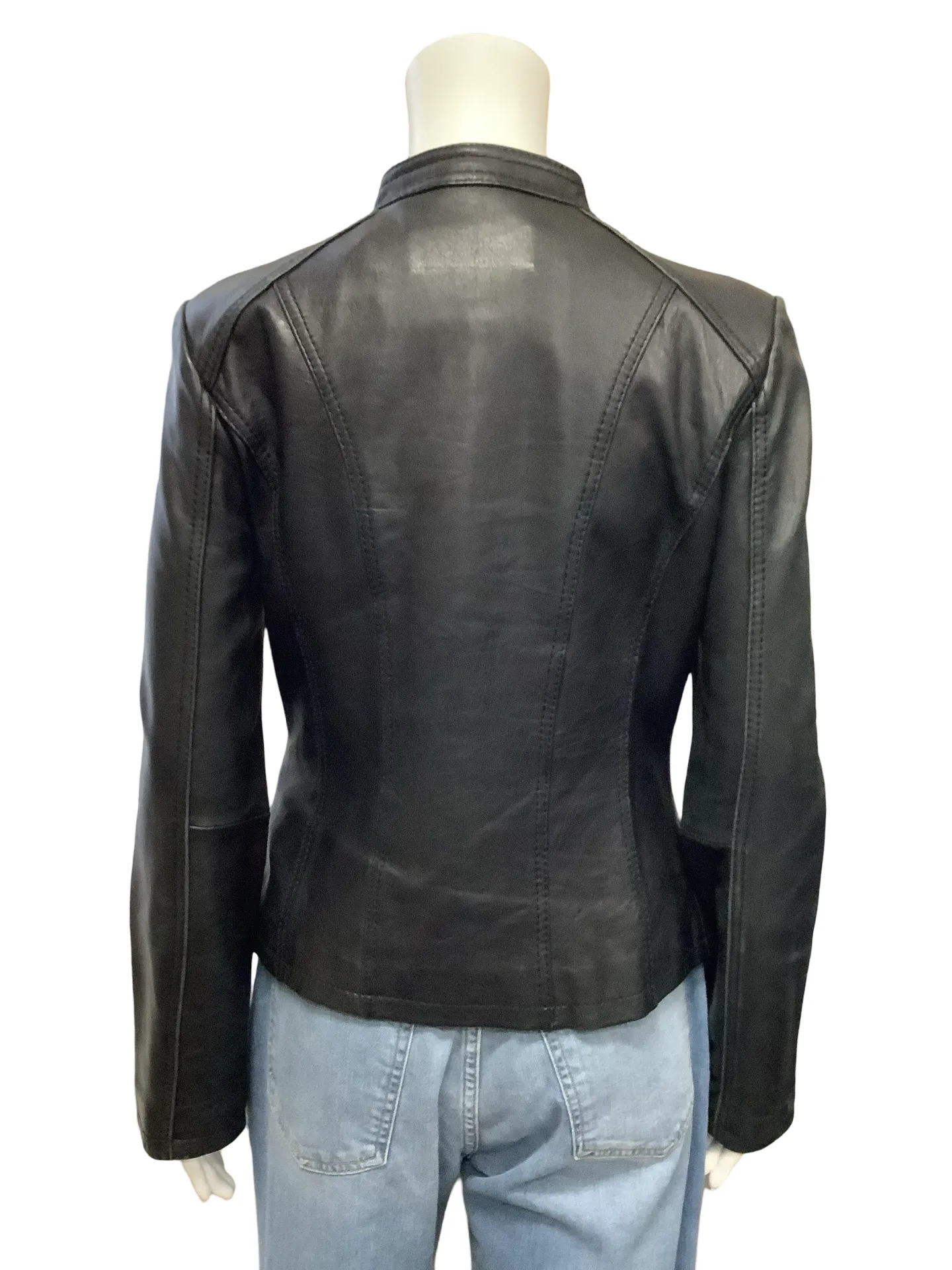 Michael Kors Leather Biker Jacket Black Size: M