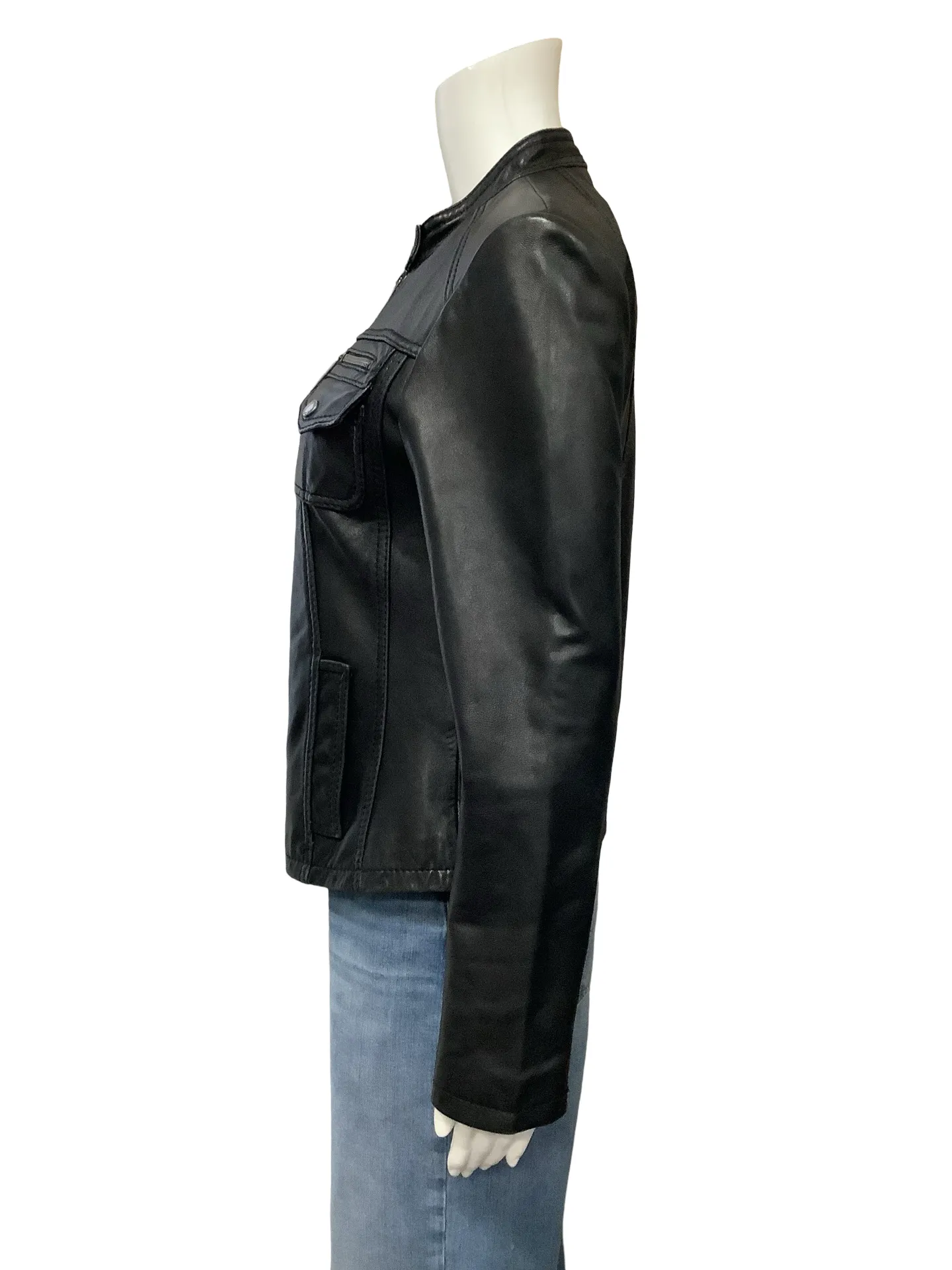 Michael Kors Leather Biker Jacket Black Size: M