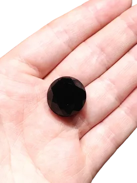 Opaque Faceted Black Glass Magnetic Button