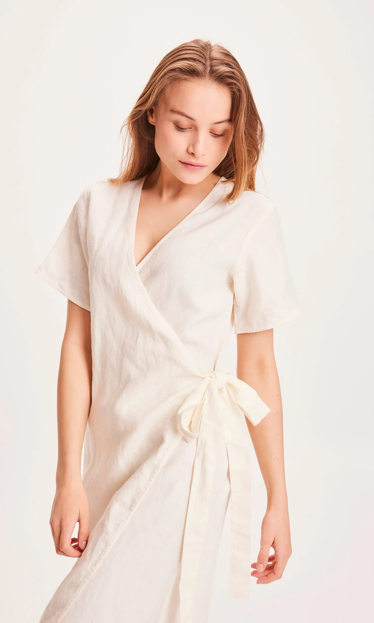 ORCHID linen wrap dress - Buttercream