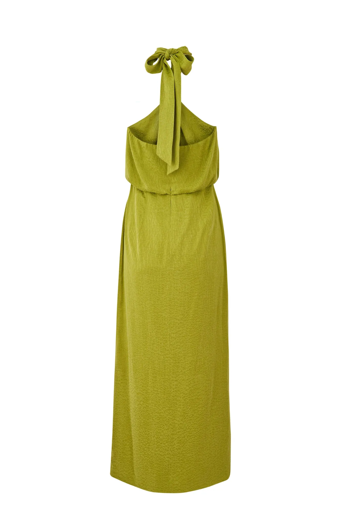 Palermo halterneck wrap detail dress in lime