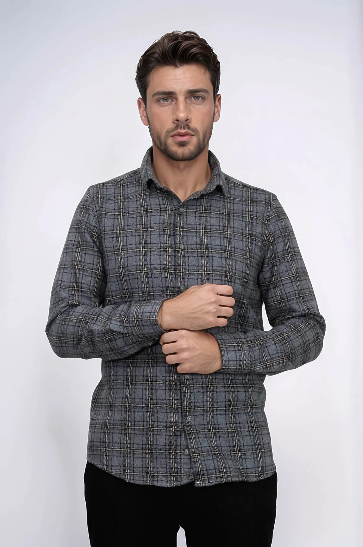 Plaid Dark Grey Men Lumberjack Shirt - Wessi