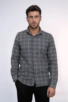 Plaid Dark Grey Men Lumberjack Shirt - Wessi