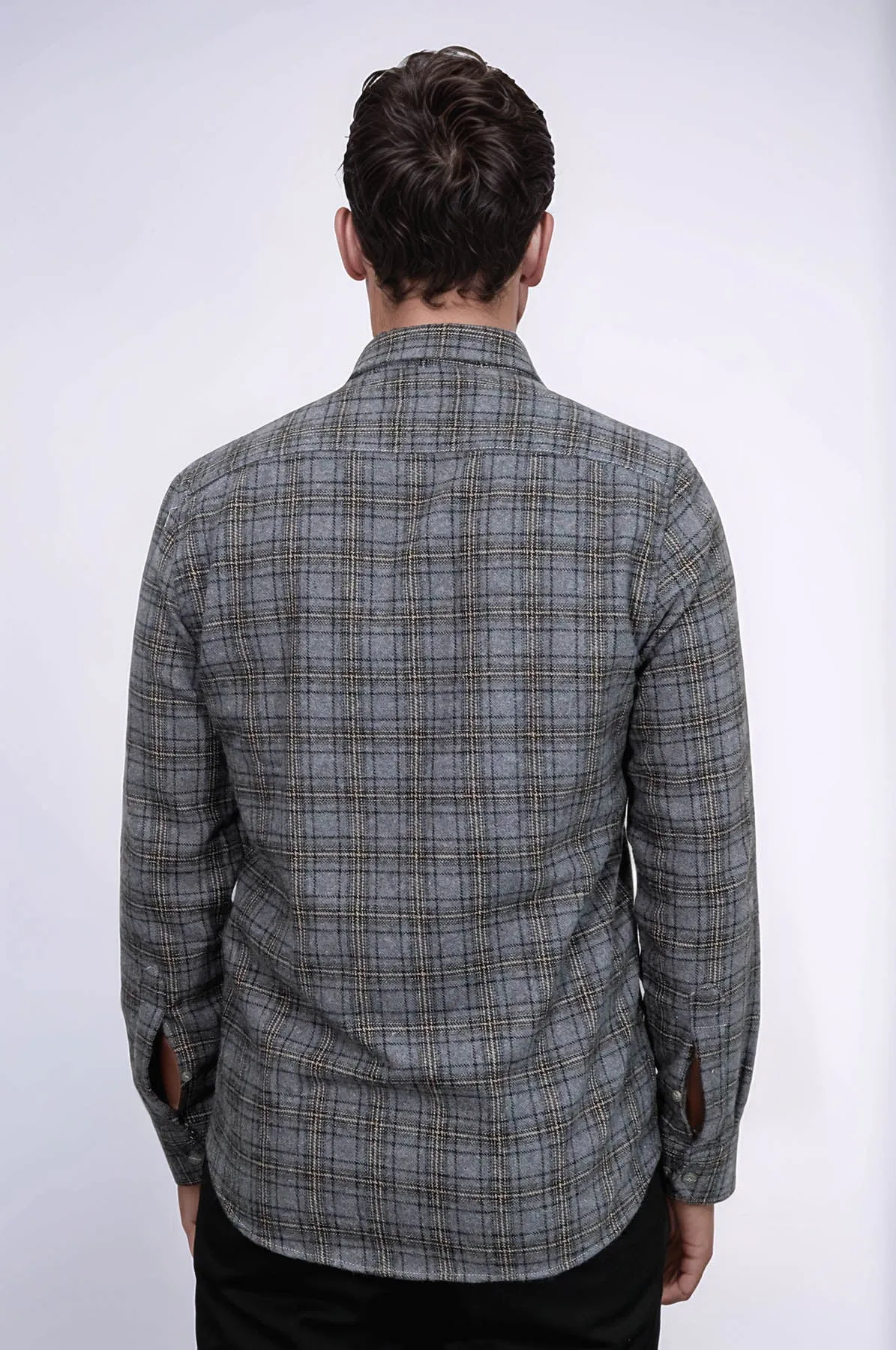 Plaid Dark Grey Men Lumberjack Shirt - Wessi