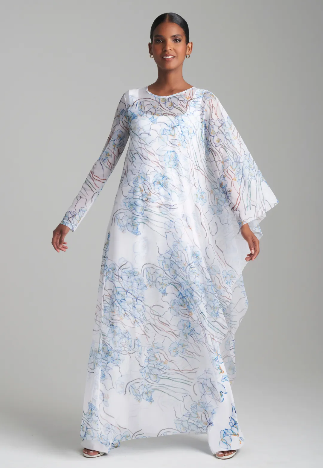 Rachel Sheer Mesh Poncho in Dancing Orchid