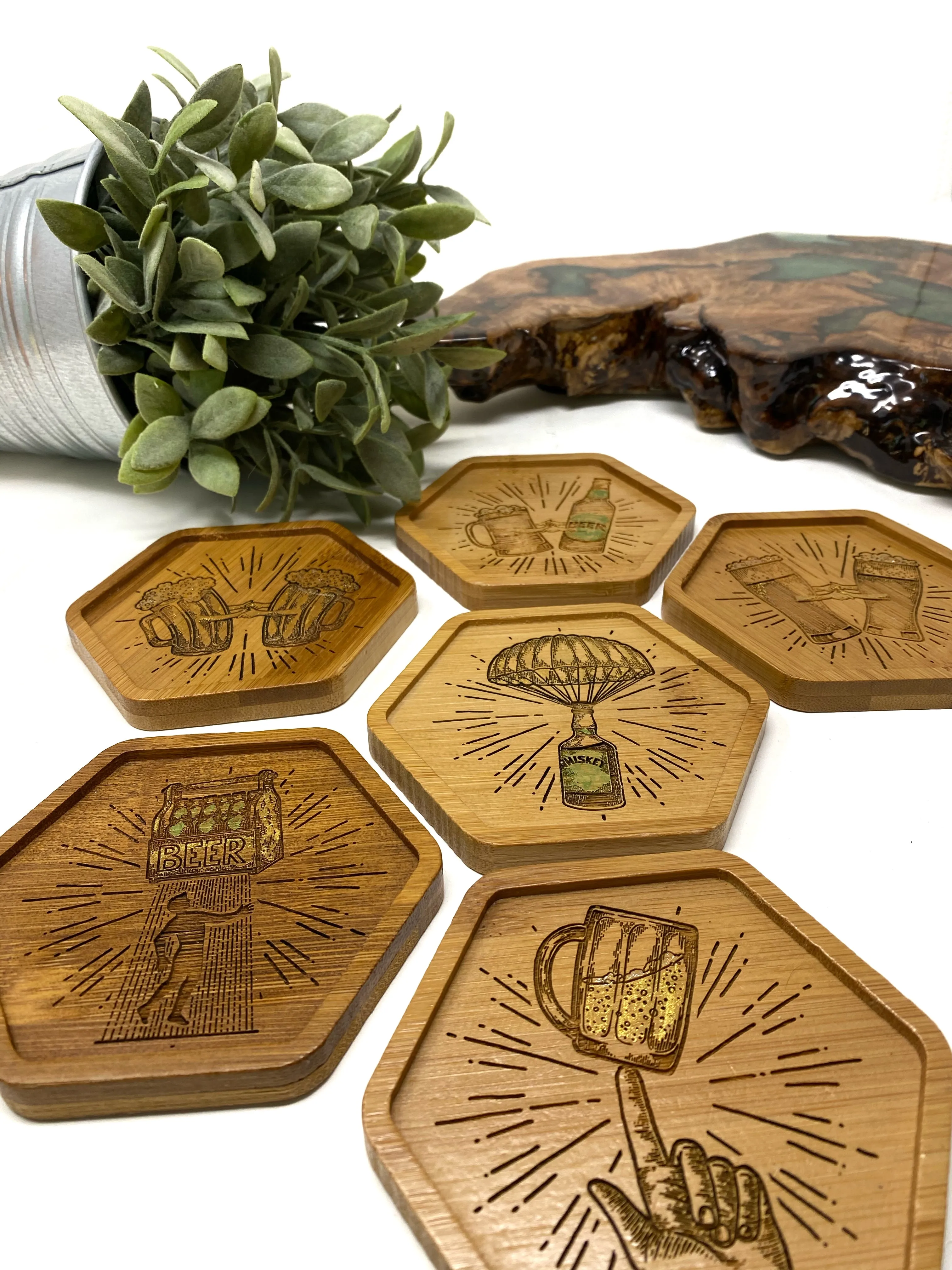 Retro Whiskey and Beer Drinking Coasters
