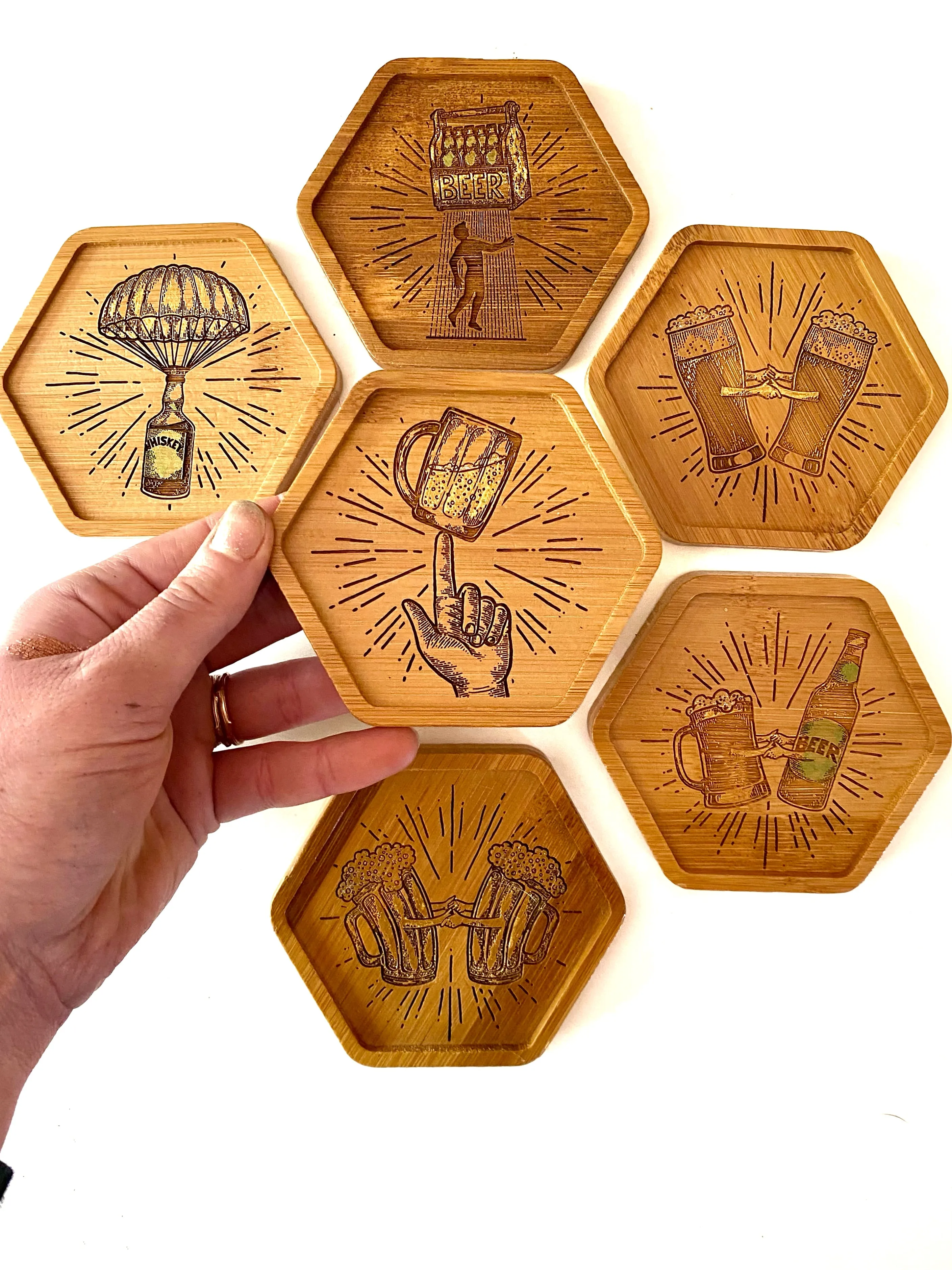 Retro Whiskey and Beer Drinking Coasters