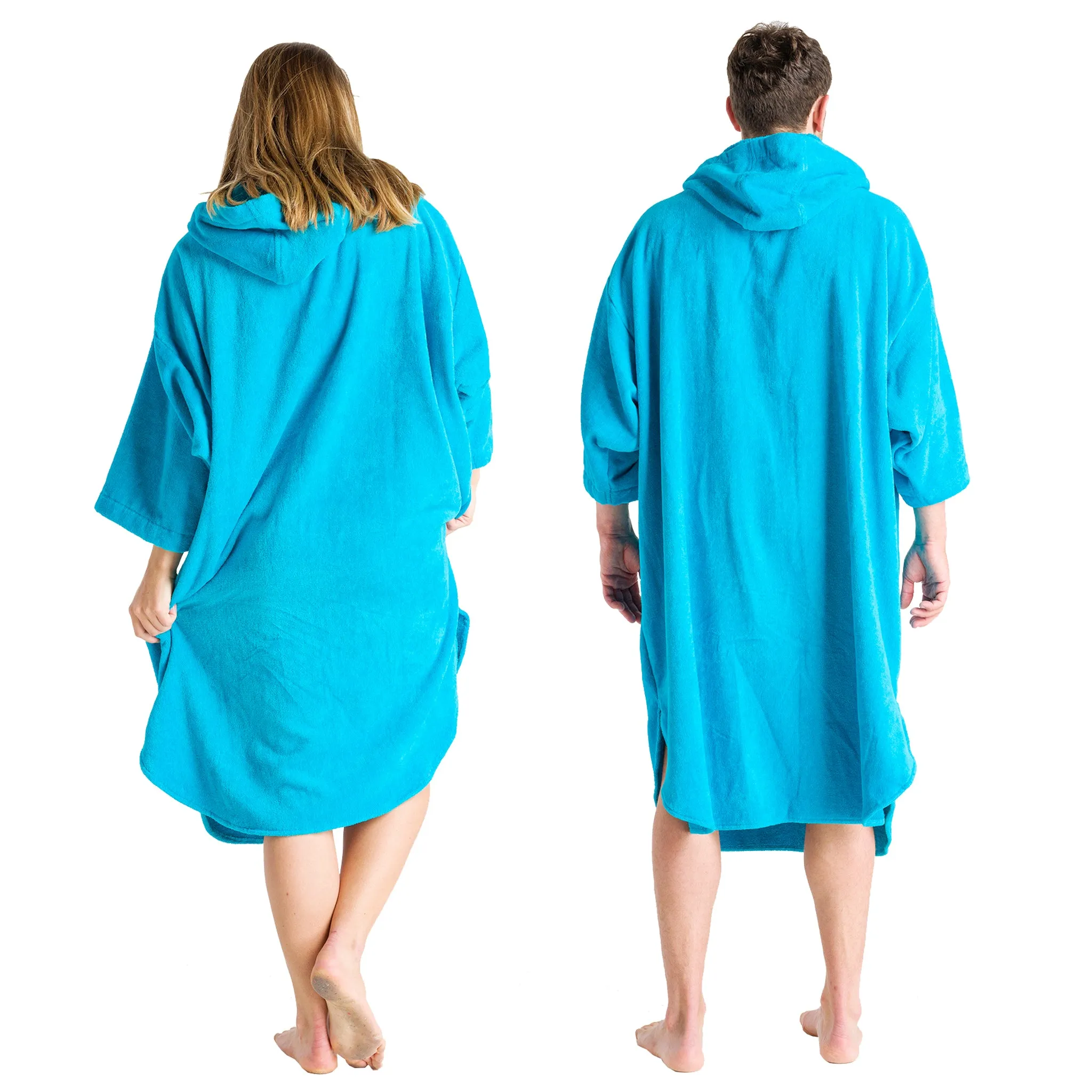 Robie Robes Adult Original Long Sleeve Towelling Beach Changing Poncho - Blue Atoll