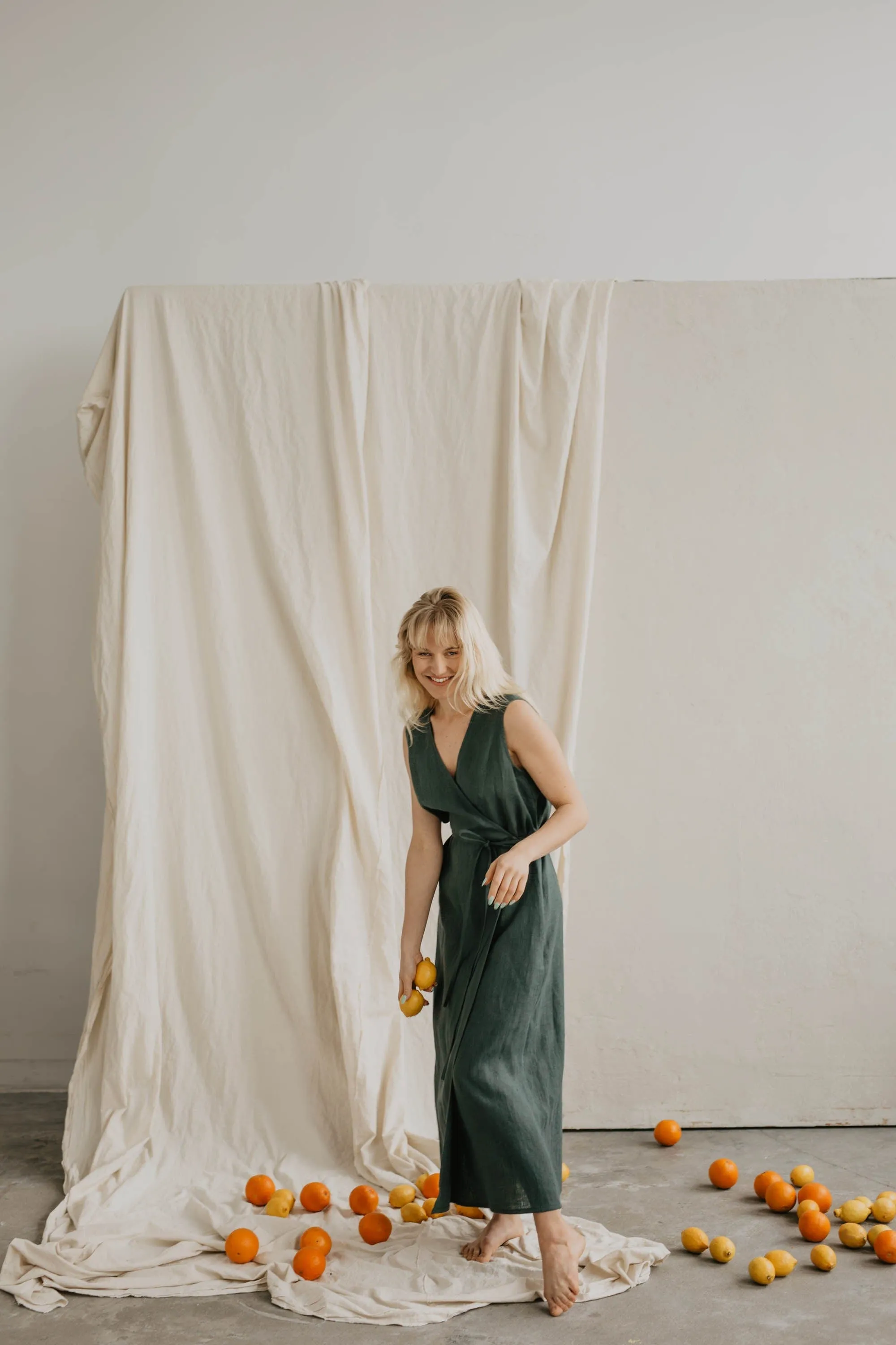 Salomeja Women's Linen Wrap Dress | Multiple Colours
