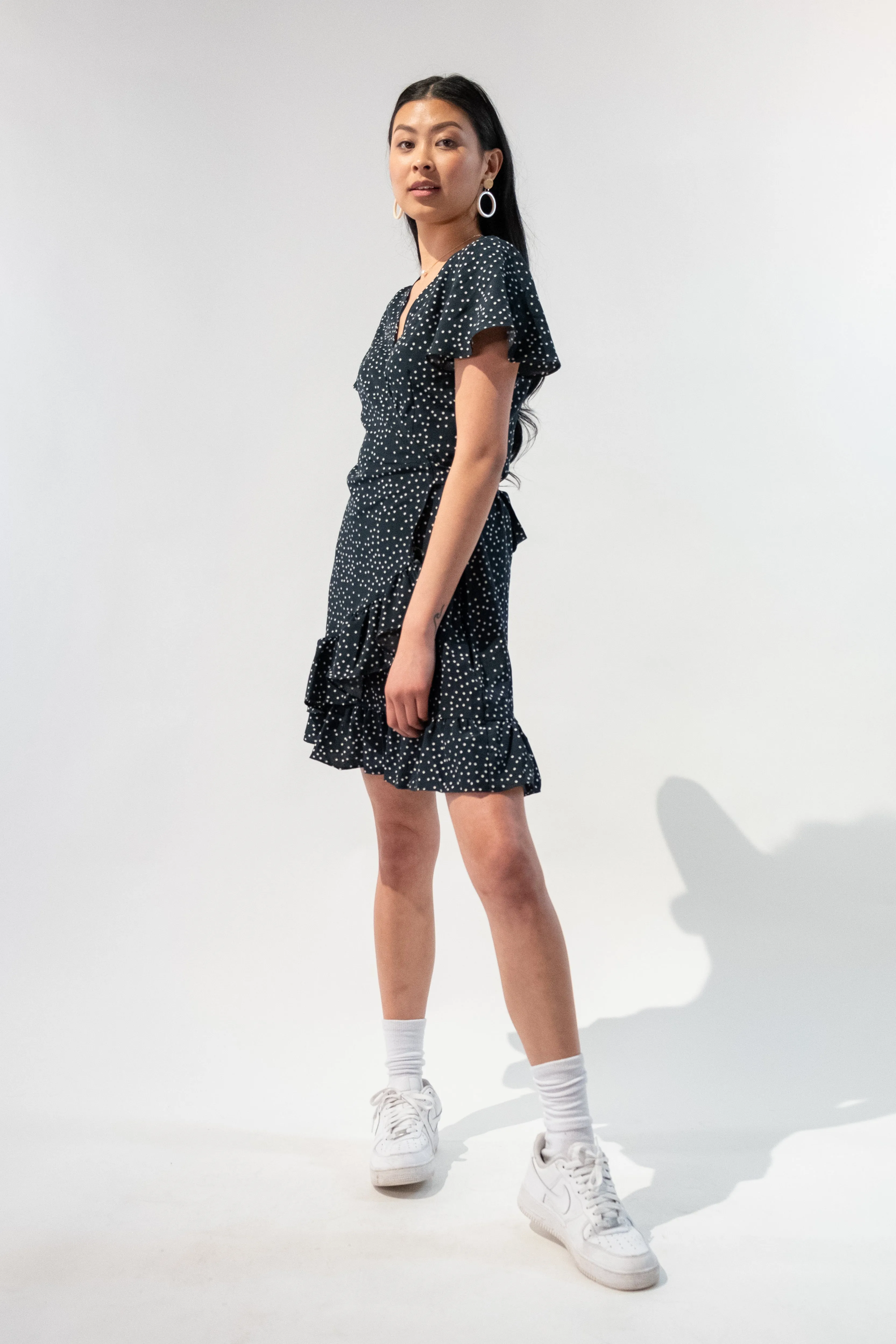 Short Sleeve V-Neck Wrap Dress