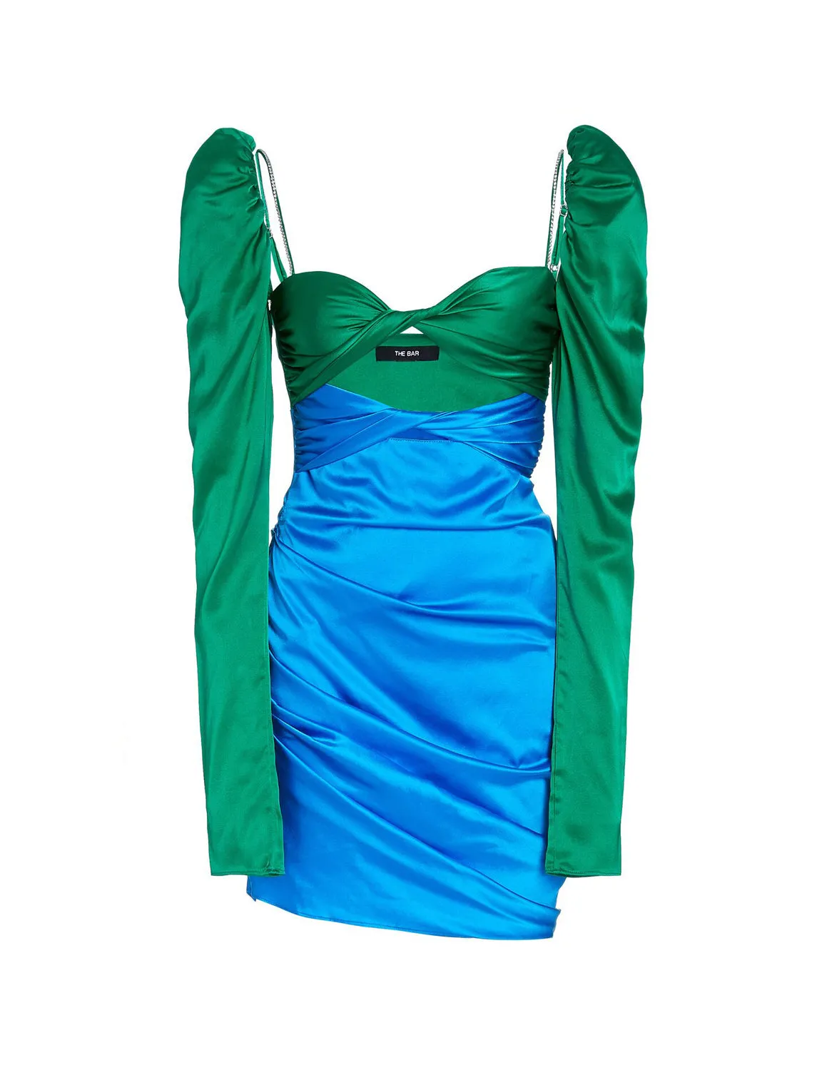 SILK TWIST DRESS EMERALD/COBALT