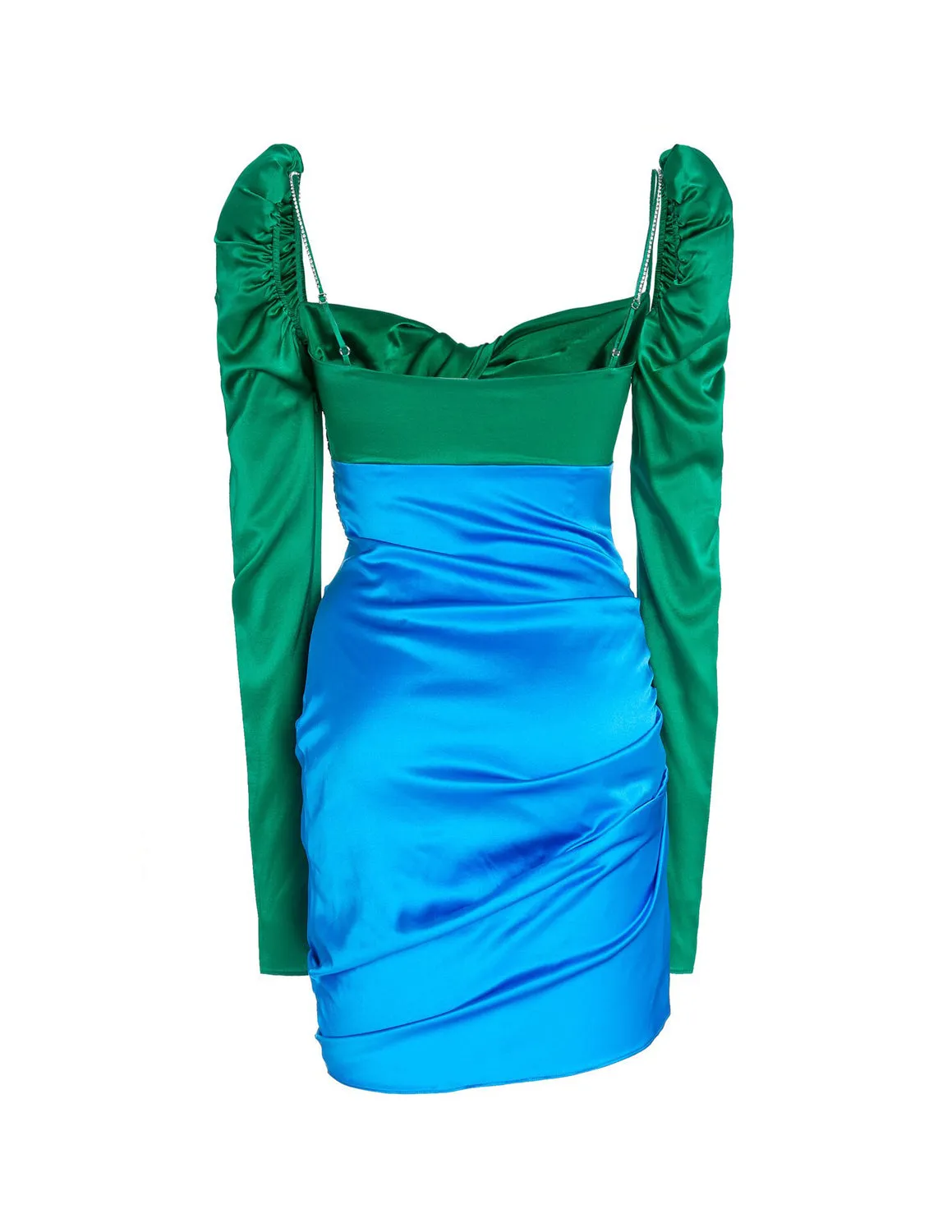 SILK TWIST DRESS EMERALD/COBALT