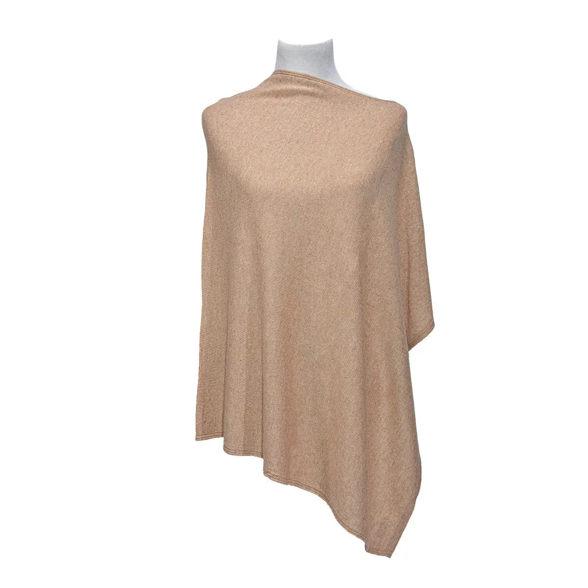 Solid Natural Cashmere Side neck poncho