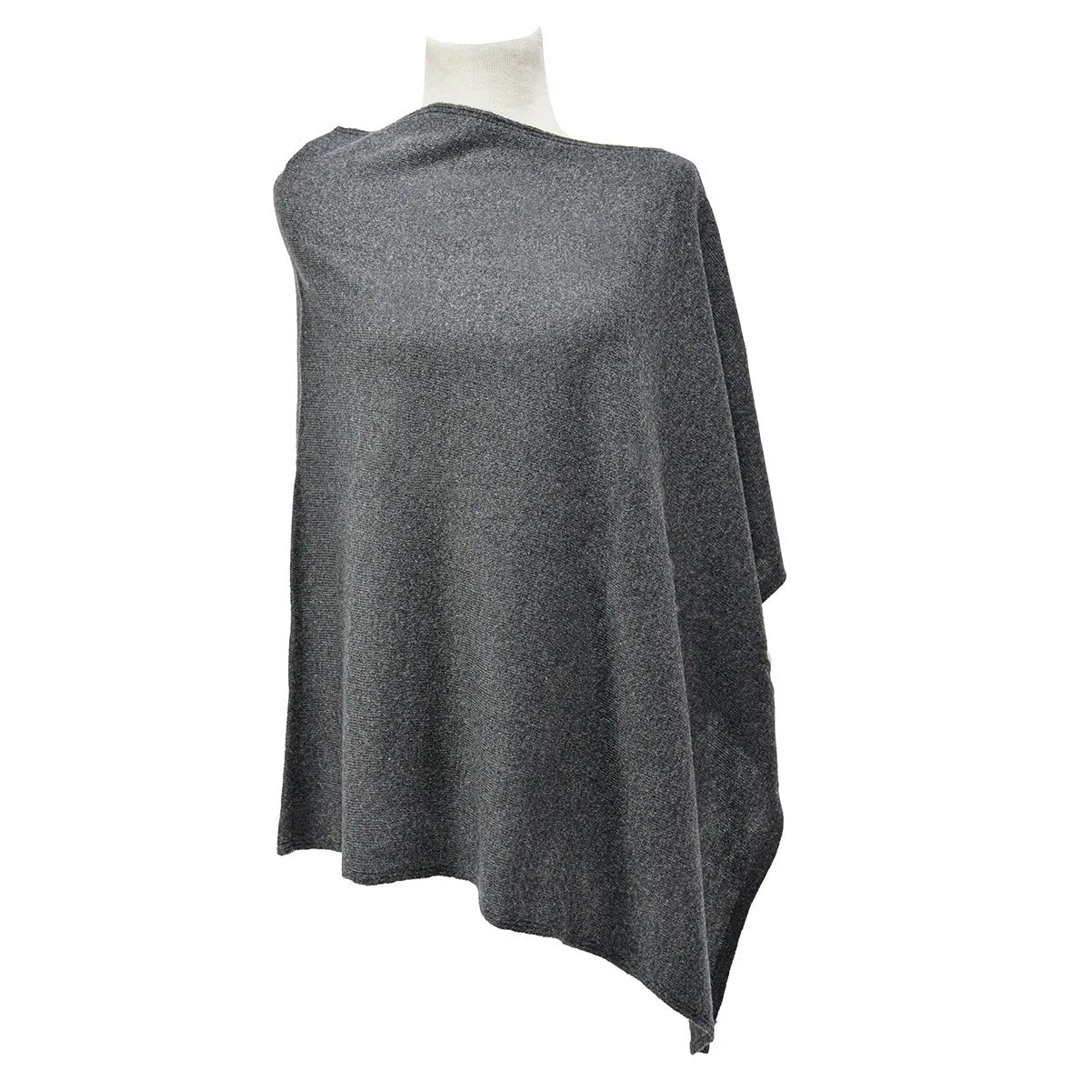 Solid Natural Cashmere Side neck poncho