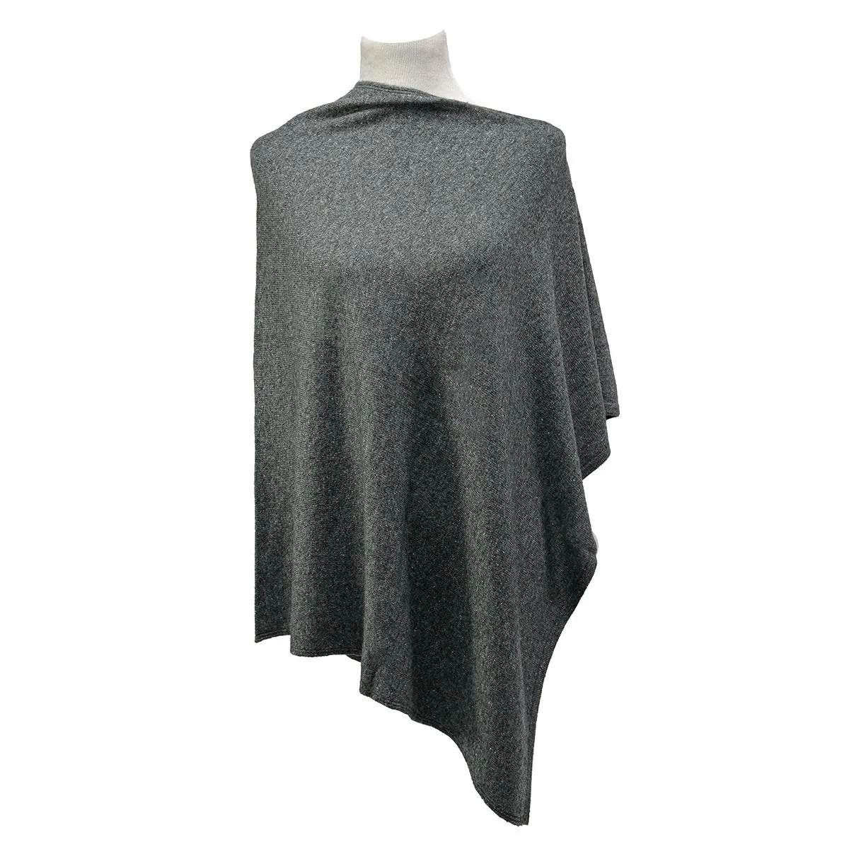Solid Natural Cashmere Side neck poncho