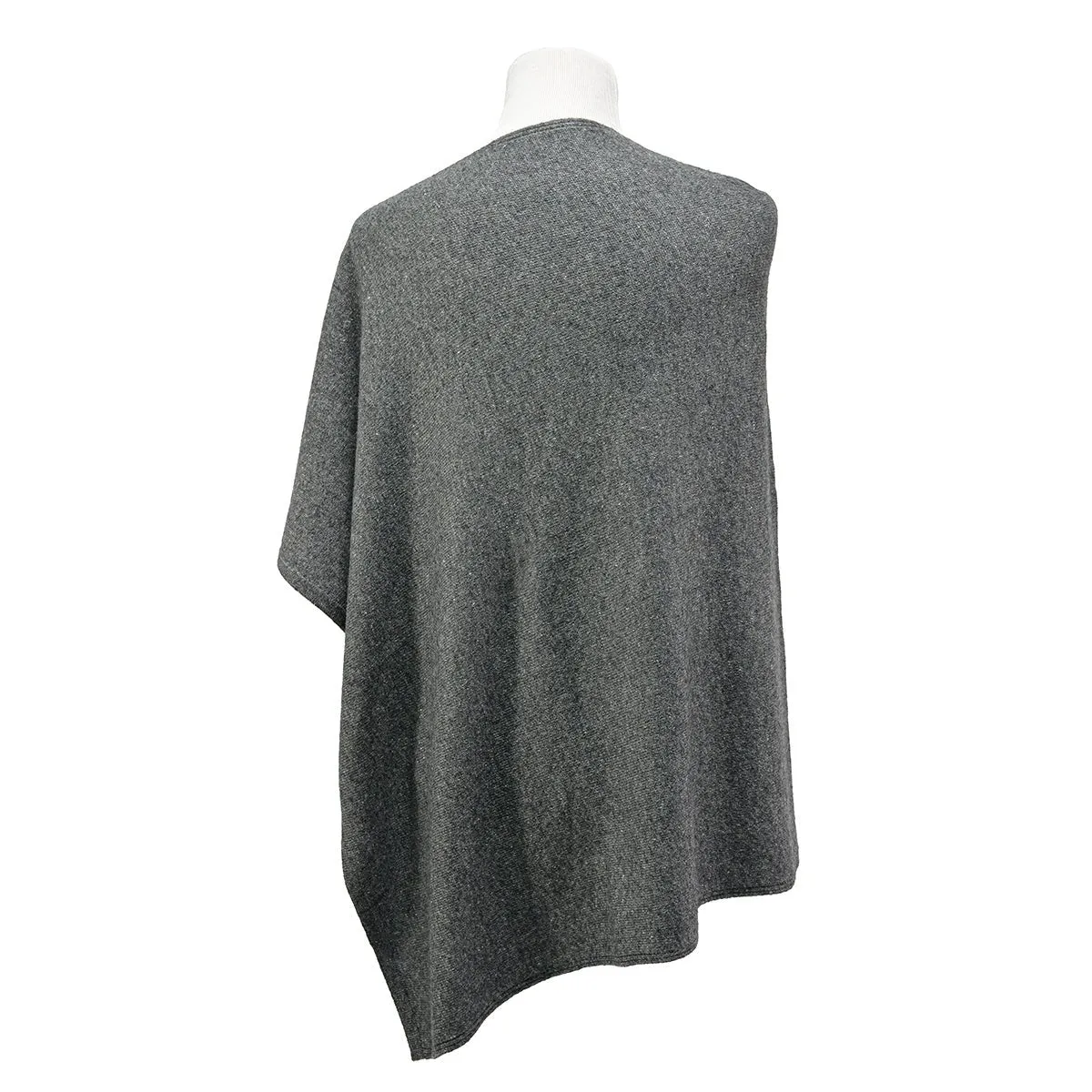 Solid Natural Cashmere Side neck poncho