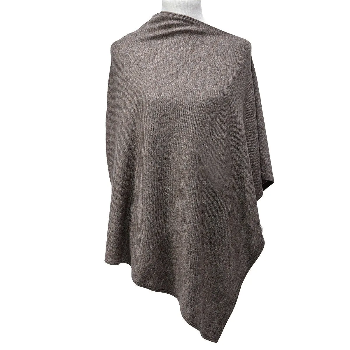 Solid Natural Cashmere Side neck poncho