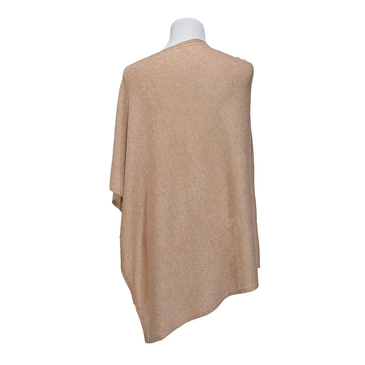 Solid Natural Cashmere Side neck poncho