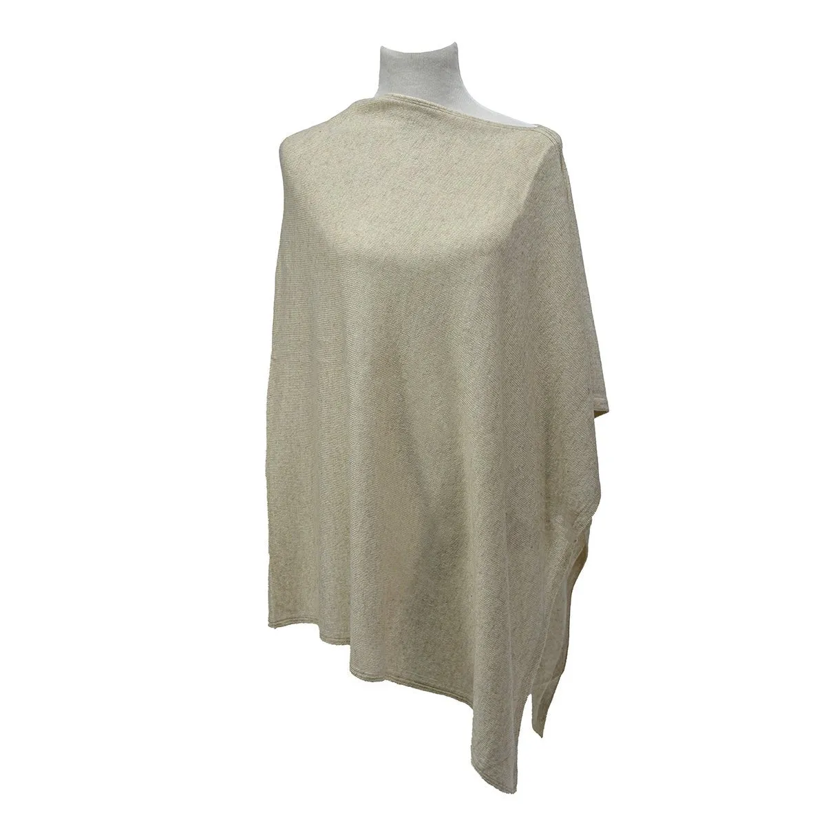 Solid Natural Cashmere Side neck poncho