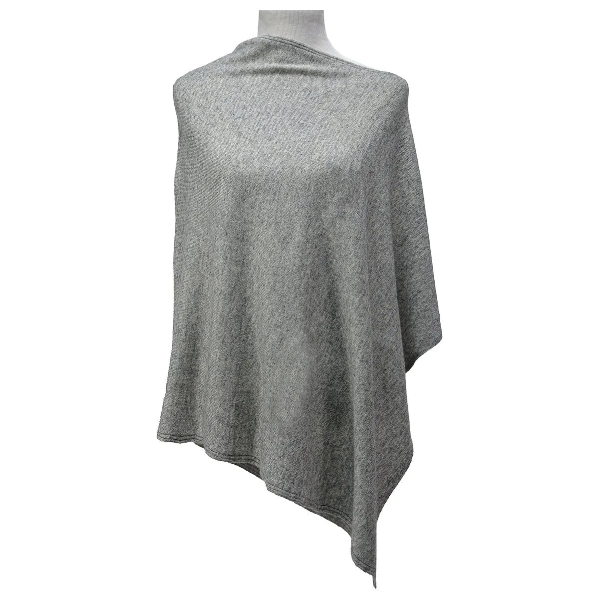 Solid Natural Cashmere Side neck poncho