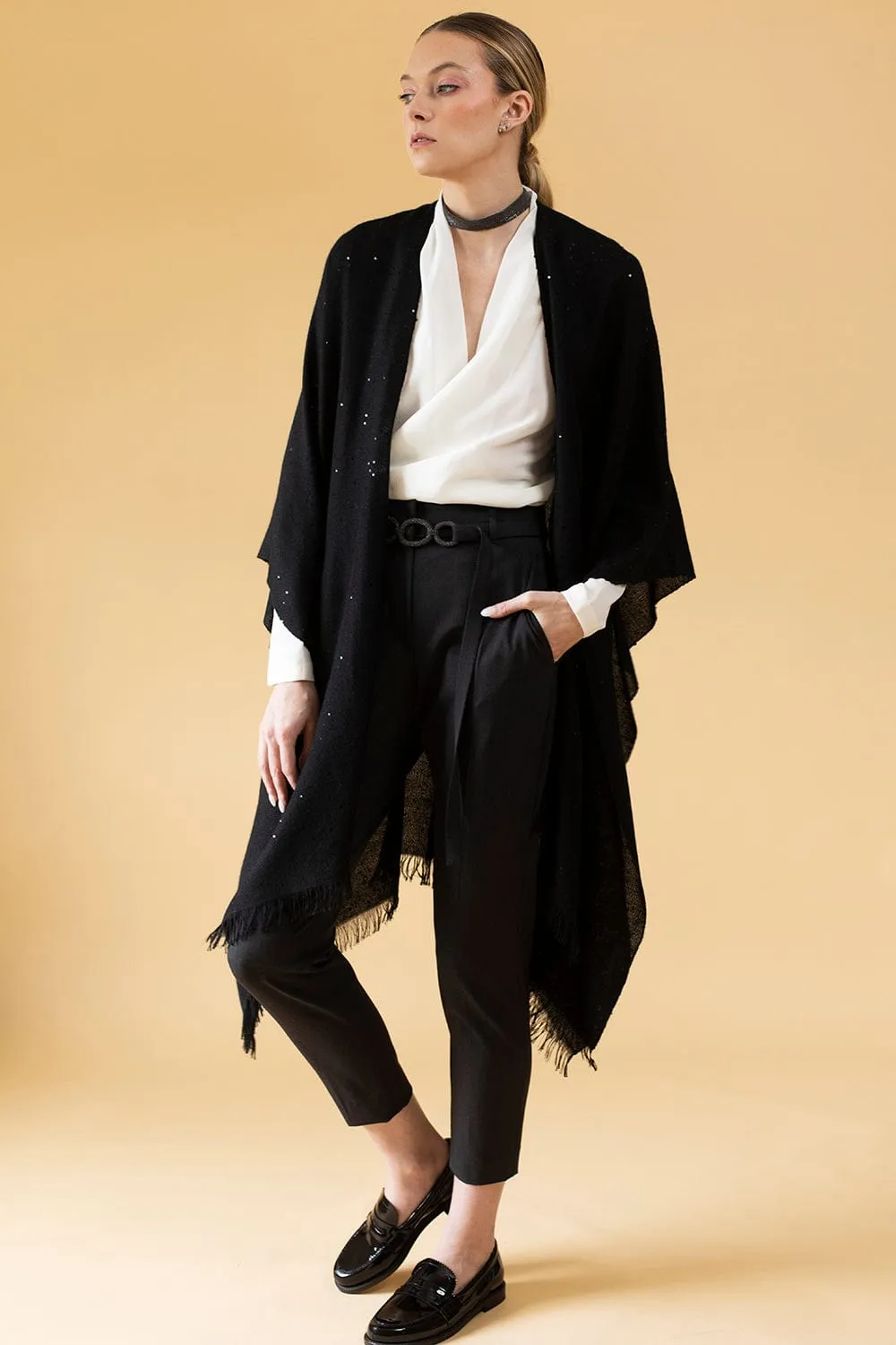 Sparkling Paillette Open Poncho