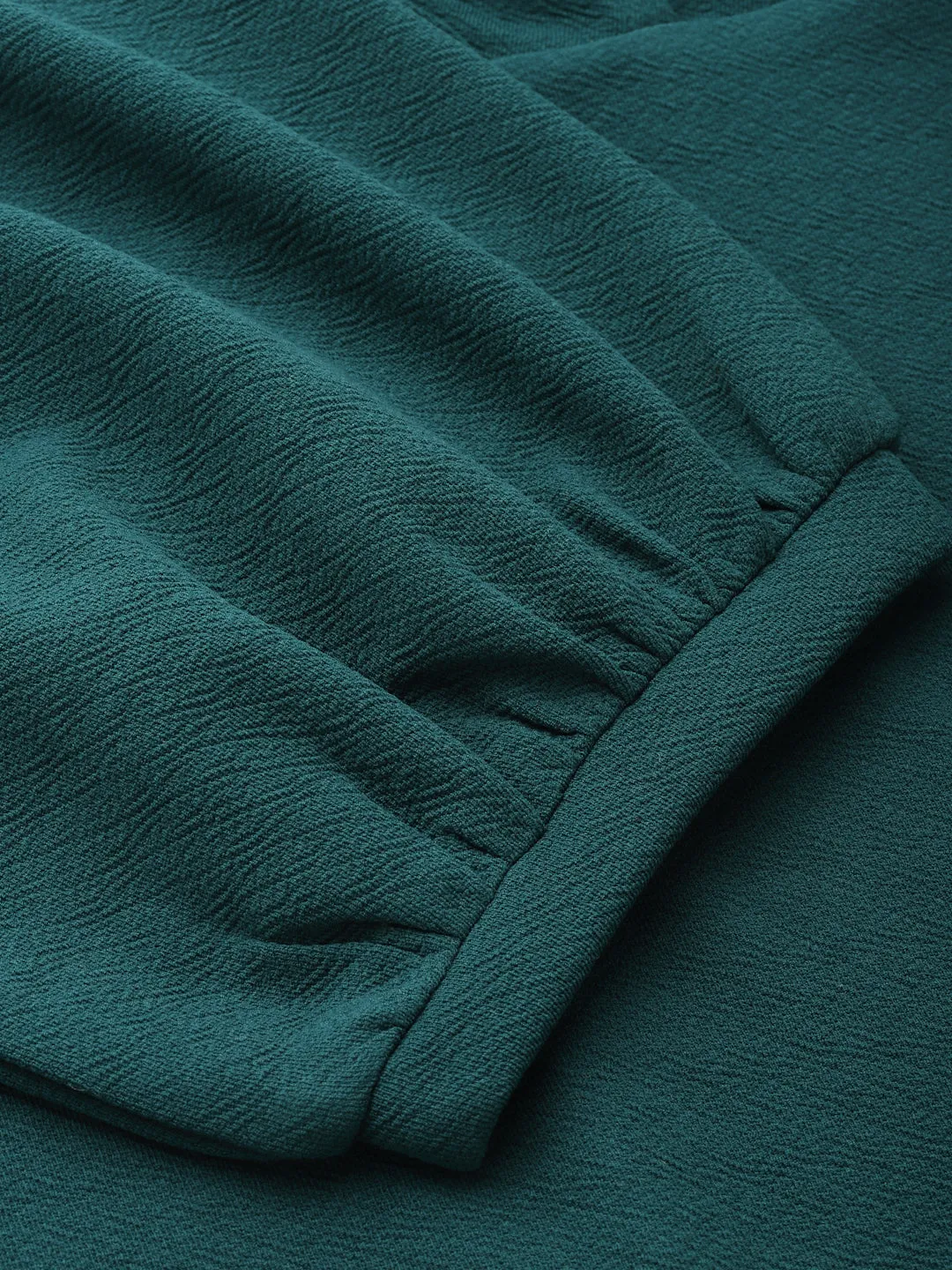 Style Quotient Women Solid Teal Wrap Style Knee Length Bodycon Dress