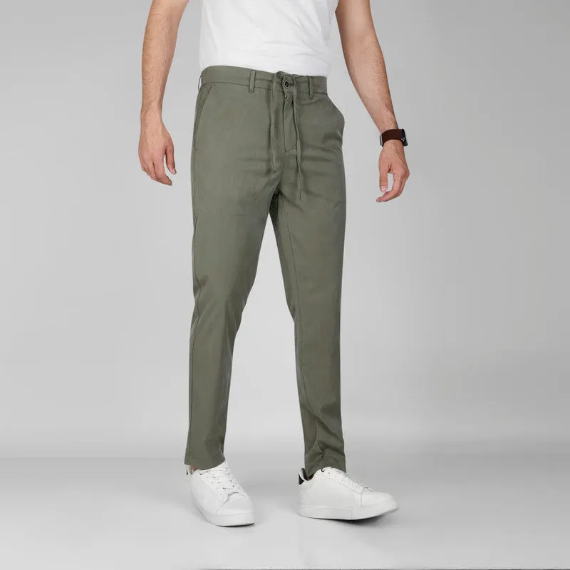TENCEL Slim-fit Trousers  -  OLIVE - Available in store
