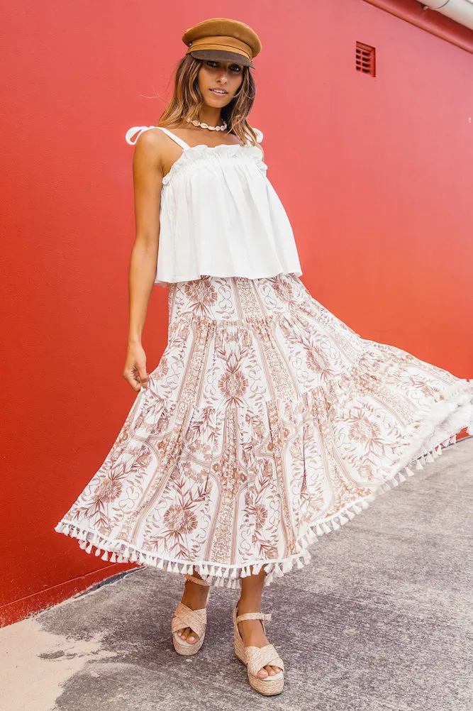 Terraza Midi Skirt White