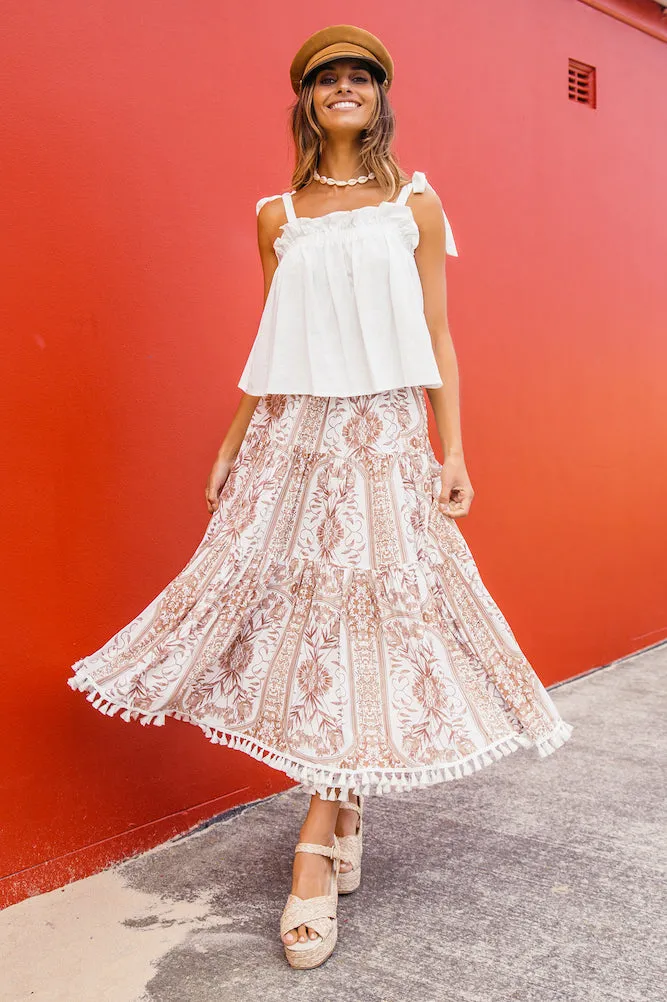 Terraza Midi Skirt White