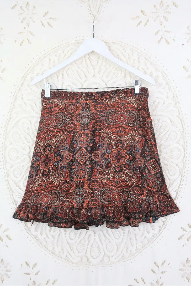 Venus Mini Wrap Skirt in Cohen Black Mandala - Free Size