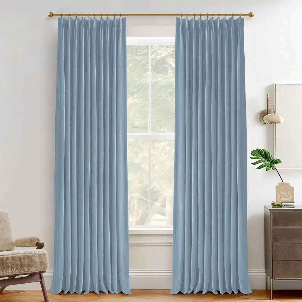 Vol Velvet Blackout Curtains Luxury Luster Custom Drapes Steel Gray | Pleated