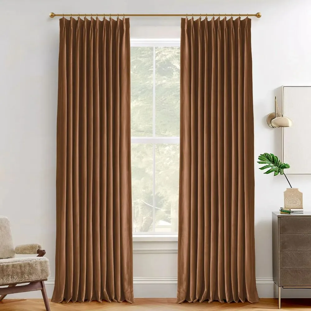 Vol Velvet Blackout Curtains Luxury Luster Custom Drapes Steel Gray | Pleated